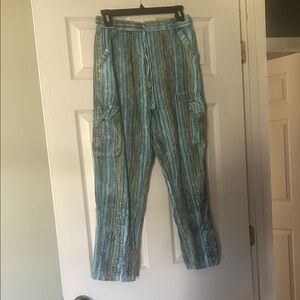 Rising International Blue and Green Striped Women's Pants
